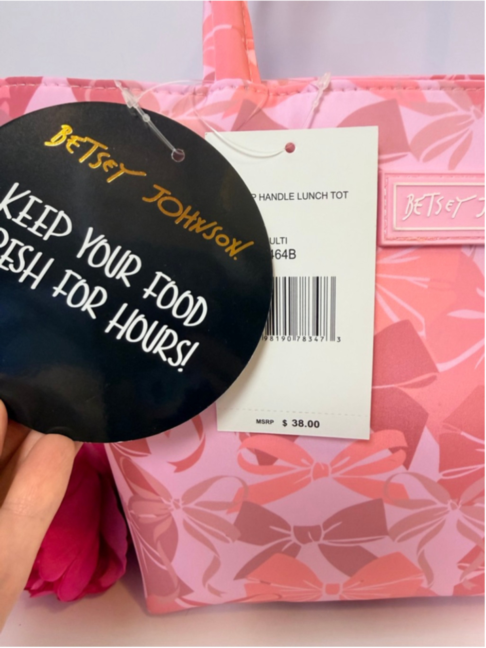 Betsey Johnson Pink Bow Insulated Lunch Tote NWT - Picture 2 of 5